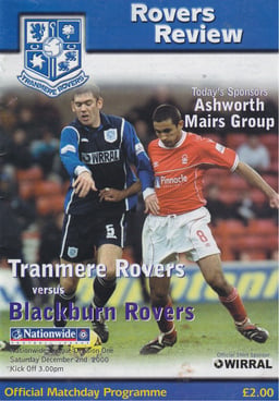 Tranmere Rovers v Blackburn Rovers Match Programme 2000-12-02